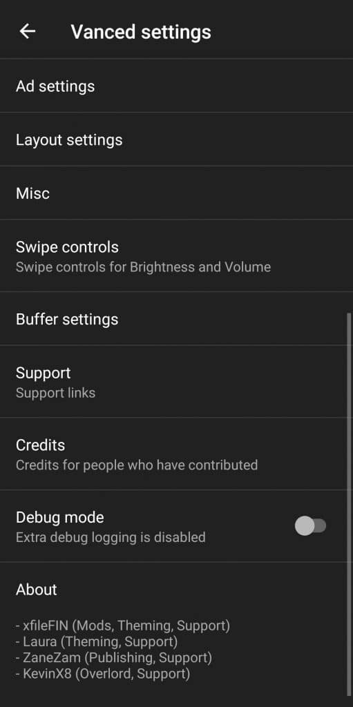 YouTube Premium Vanced Settings